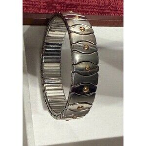 Italy Milor 18K Gold/Silver Color & Stainless Steel Stretch Flex Bracelet 6.75"